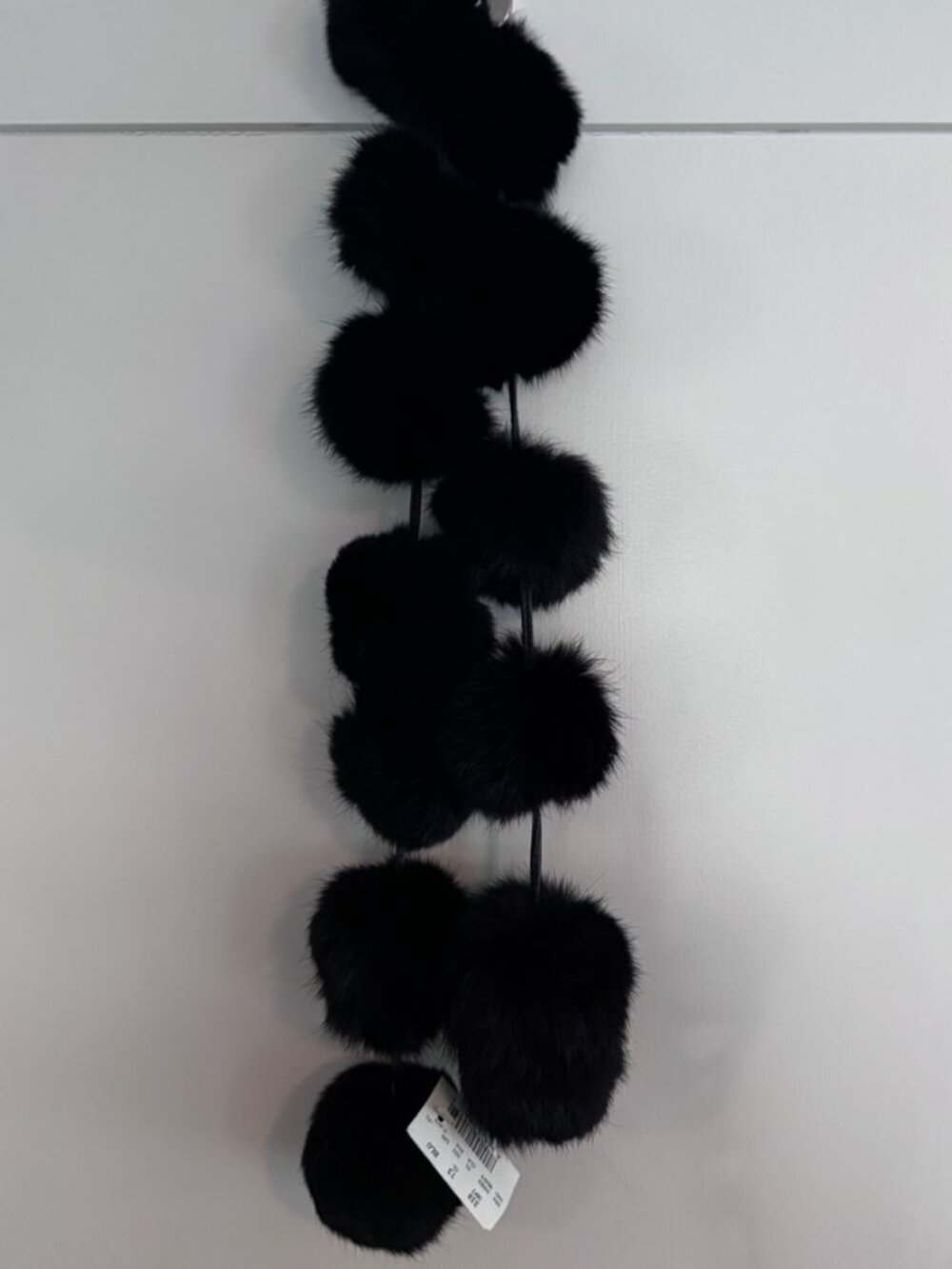 Rabbit Fur Pom-Pom Style Scarf, Black, Soft, Never Worn, New w/Tag - Picture 3 of 6